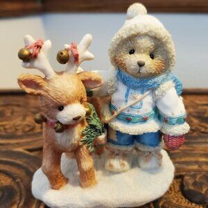 CHERISHED TEDDIES 1994 FIGURINE, NILS, WINTER, REINDEER, SNOW, BELLS, 617245